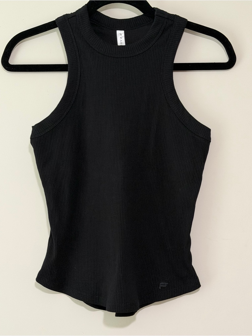Fabletics Black Ribbed Racerback Tank Top with Built in Bra - Picture 4 of 6